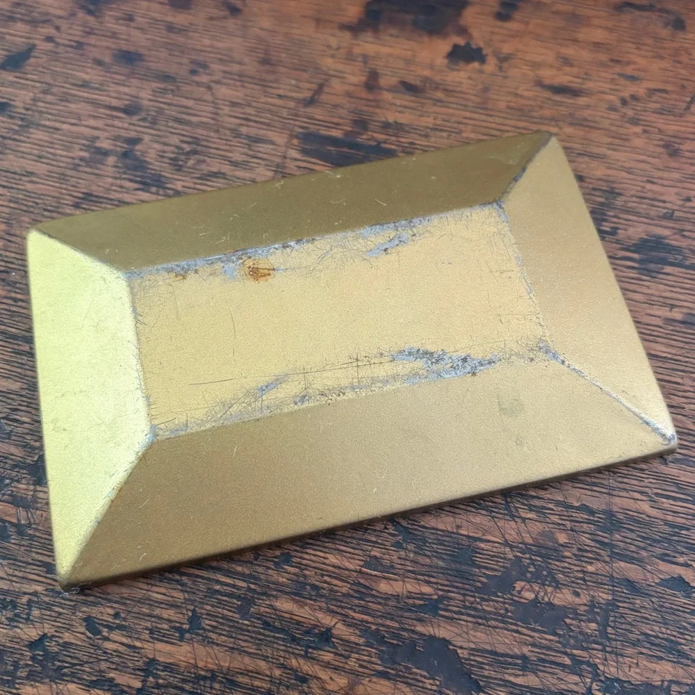 Mid-Century Aqua Mosaic Tile Trinket Tray with Gold-Tone Base